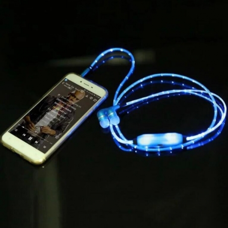 Night running colorful chargeable led flashing glow earphone