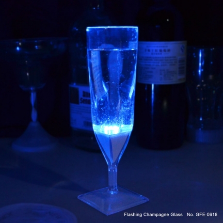 Liquid activated LED colorful light plastic champagne glass
