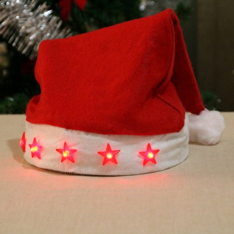 LED Christmas Hat With Light Stars