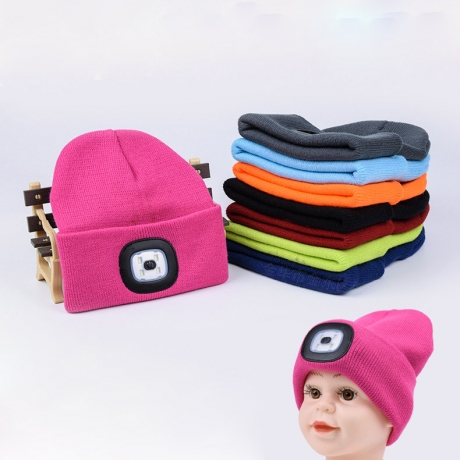 Acrylic wool changeable cell led beanie hat light