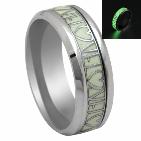 Luminous stainless steel jewelry ring