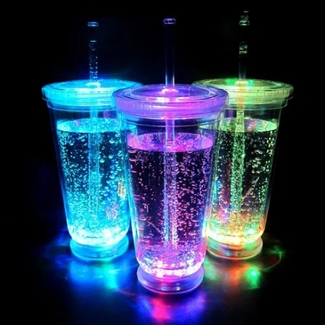 LED 16 OZ double wall cup with lid