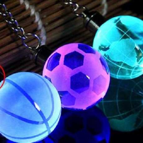Luminous crystal basketball football earth key chain
