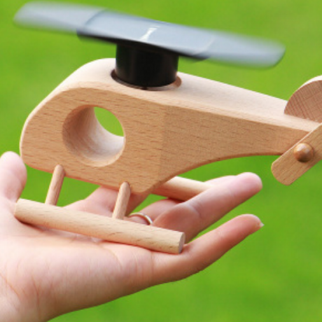 Solar cartoon small wooden plane model toy