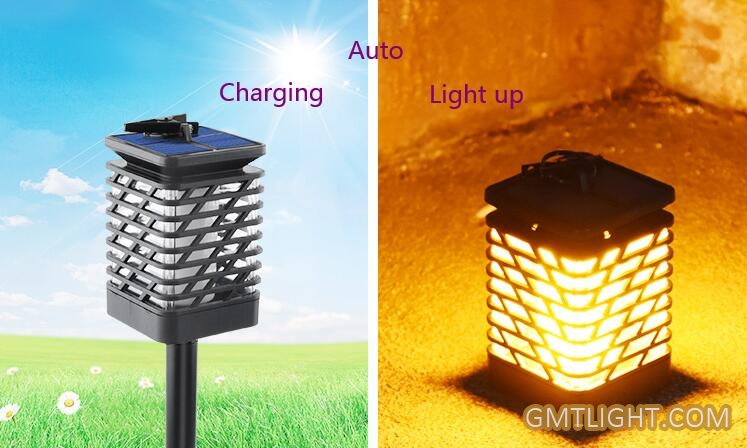 solar outdoor flame lamp
