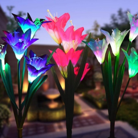 Solar light artificial lily flower for day and night