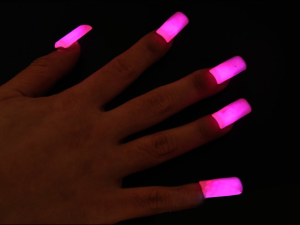 Party decoration solid color fake wearable luminous glow nails
