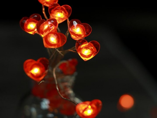 3D heart shape LED light string for wedding decoration