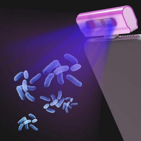 Mobile phone connected hand-held ultraviolet disinfection lamp