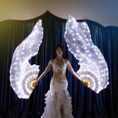 Dancing body light LED fairy silk fan (1pair/lot)