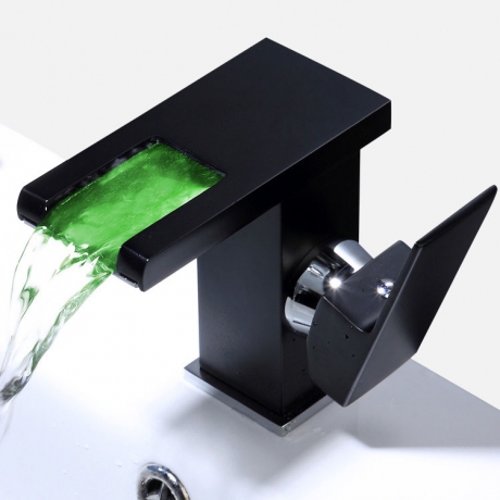 LED luminous waterfall faucet with 3 colors changing