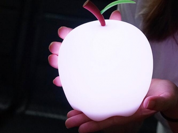 Shiny apple made of silica gel with battery rechargeable