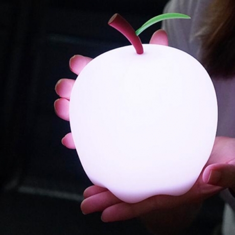 Shiny apple made of silica gel with battery rechargeable