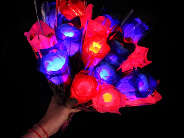 Beautiful LED light emitting simulation rose