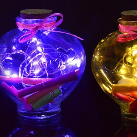 LED light wishing cork glass jar with different sizes