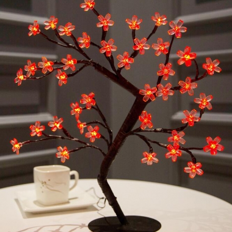 LED light emitting cherry blossom bouquet tabletop ornament