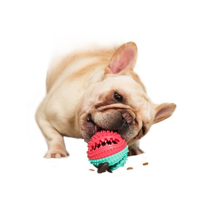 2 in 1 simple sound dog chew toy with feed dispenser ball (50pcs/ctn)