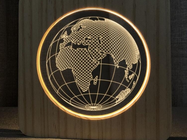 3d earth globe effect wood carving modeling projection nightlight