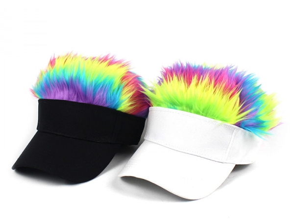 Multi-color and size adjustable baseball caps with wigs