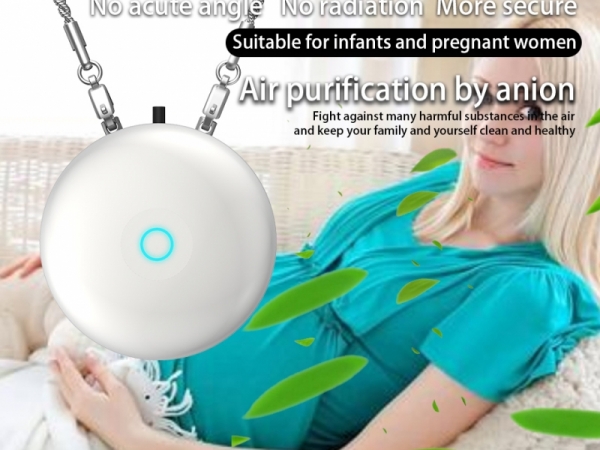 Portable rechargeable anion air purifier necklace