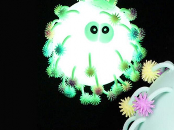 Vent with a flash snowflake style hair filled balloon puffier ball