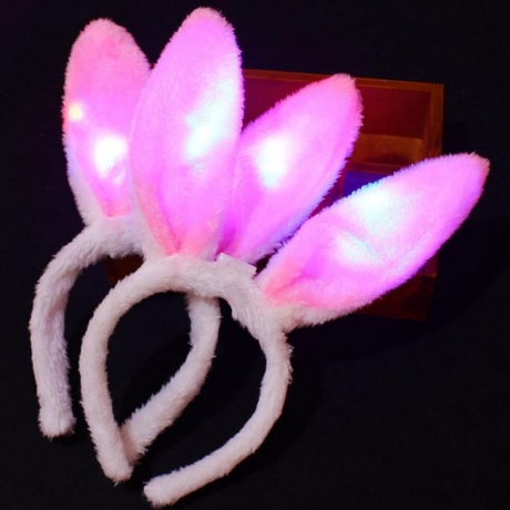 led flash plush bunny ear headband or rabbit ear light