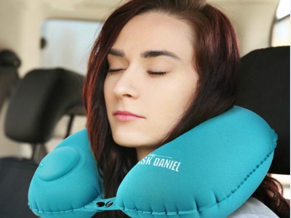 Portable inflatable U-shaped pillow for travel