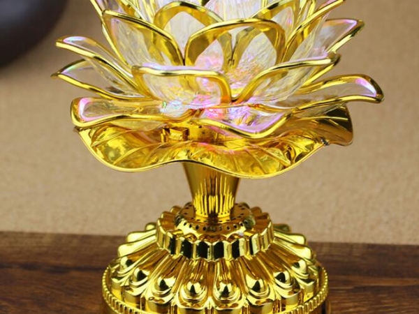 colorful lotus lamp with Buddhist music