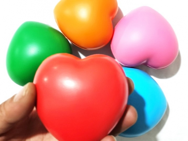 Heart shaped PU materials grip ball for promotion