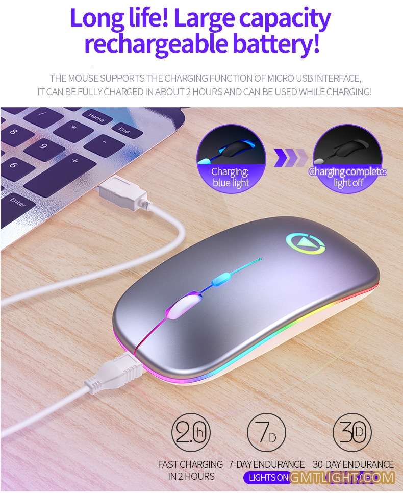 colorful breathing light wireless mouse