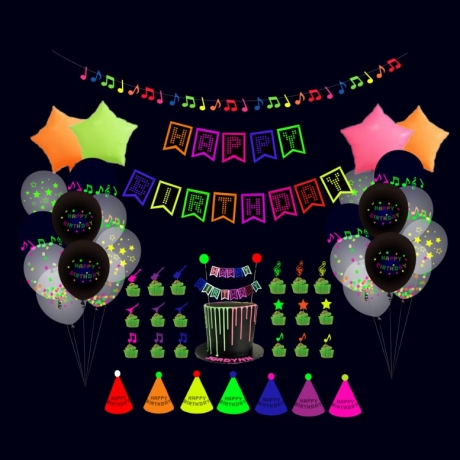 Fluorescent decoration set for birthday party to create a party atmosphere