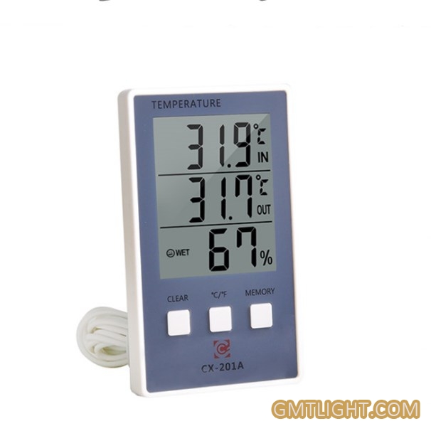 dual display temperature and humidity meter with probe