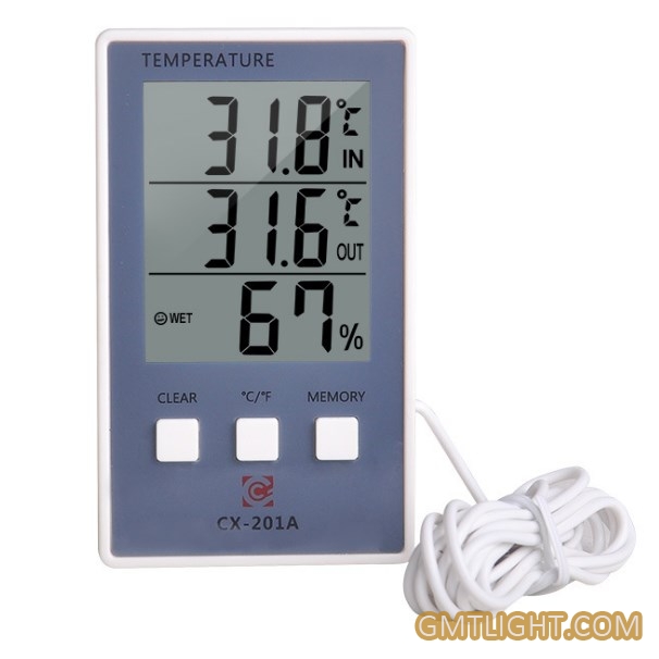 dual display temperature and humidity meter with probe