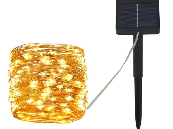 Solar powered light up copper wire LED automatically string lamp (No.ML-SW100)