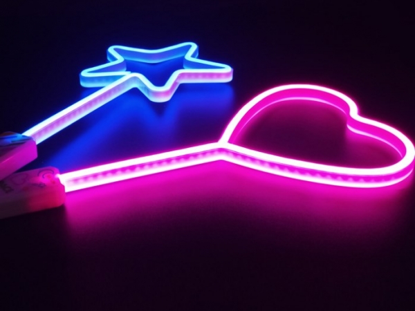 Large five star or love shaped led neon light flash luminous stick