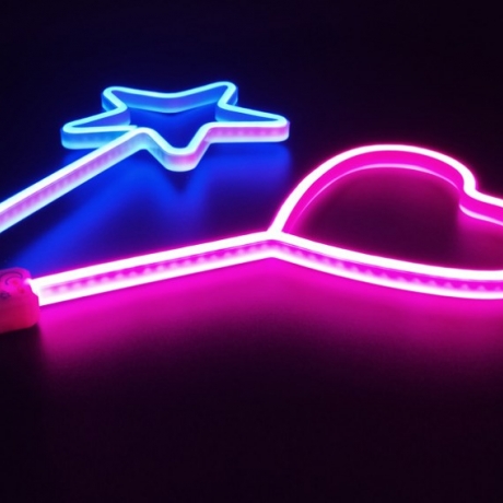 Large five star or love shaped led neon light flash luminous stick