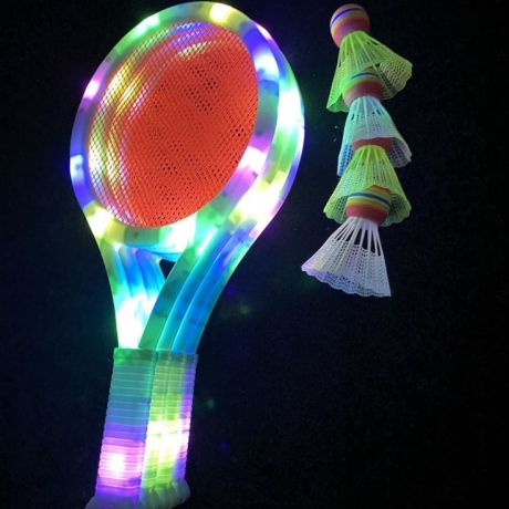 A luminous led light badminton racket dedicated to cheerleaders in badminton competitions