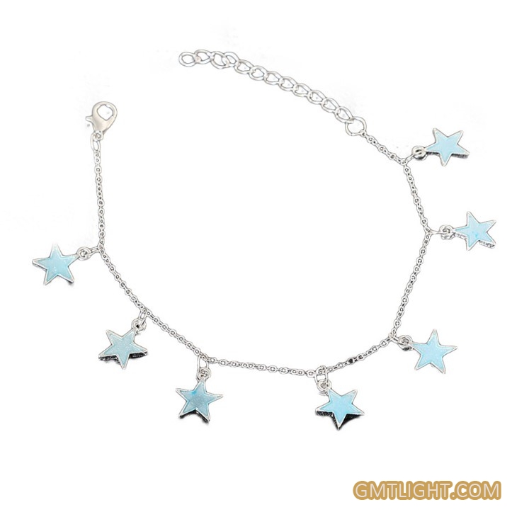 luminous silver plated bracelet or anklet glowing in the dark