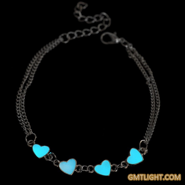 luminous silver plated bracelet or anklet glowing in the dark