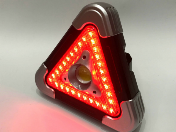 LED illuminated light safety triangle rack warning light