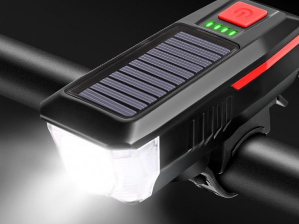 solar bicycle front lamp with warning horn