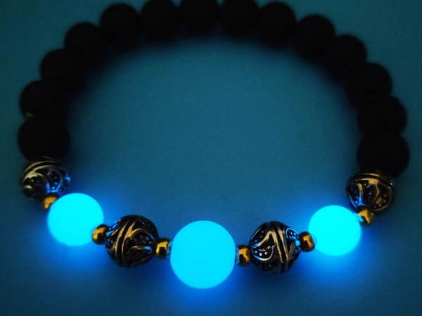 Volcanic stone luminous glowindark bracelet as a gift glowing in darkness