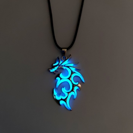 Luminous fluorescent auspicious Fire Dragon Necklace drop glowing in darkness