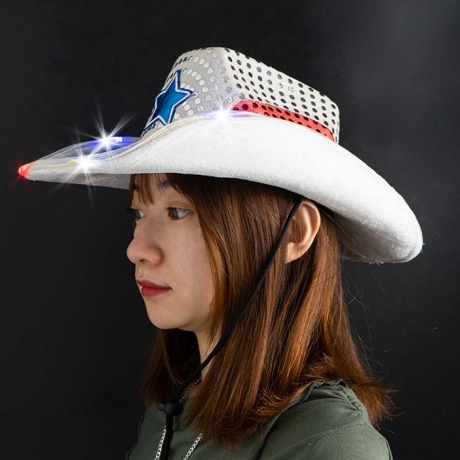 LED luminous cowboy flash light hat for performance or party