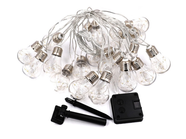 Plastic bulb shape solar rechargeable LED hanging string birthday party light (No.ML-B202)