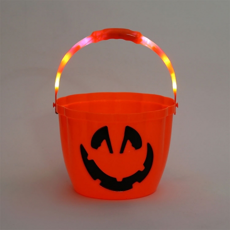 Halloween party decorative lovely smell LED light up pumpkin candy bucket (No.GFE-H010)