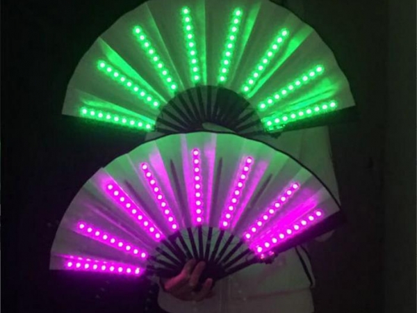 LED luminous light up flash fan folding fan nightclub performance atmosphere props magic luminous fa