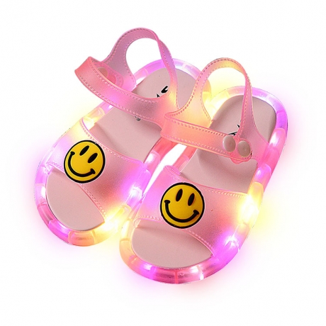 Party decorative colorful light sandals smiling face LED flashing children size sandals (No.FS-003A)