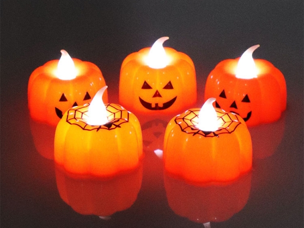 Mini size Halloween party decorative twinkling LED pumpkin shape light up candle (No.CD-P111)