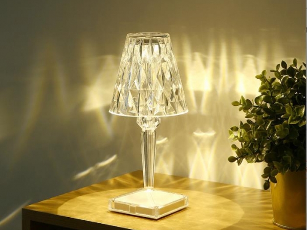 rechargeable portable crystal table lamp in the bar